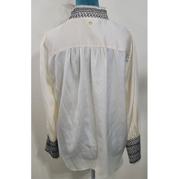 Marie Oliver Blouse Womens Medium Sheer Long Sleeve High Neck Cottagecore NWT - Picture 3 of 8